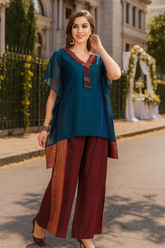 Indigo Flame Handwoven Kaftan Set