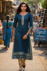 Indigo Charm Printed Kurta