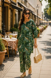 Green Leopard Print Coord Set