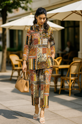 Mehndi Coloured Abstract Lounge Wear