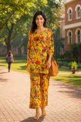 Yellow and Red Floral Coord Set