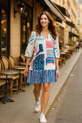 Pink & Blue Boho Dress