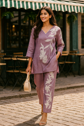 Lilac Mul Chanderi coord set