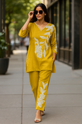 Mustard chanderi coord set