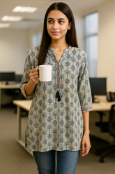 Indigo Breeze Block-Print Tunic