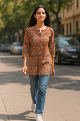 Rustic Mosaic Kalamkari Tunic.