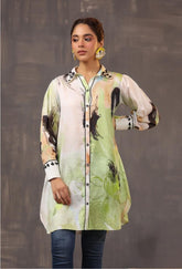 Abstract Brushstroke Satin Shirt