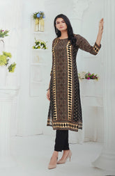 Black & Mustard Heritage Kurta