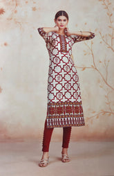 Ivory Mosaic Printed Kurta