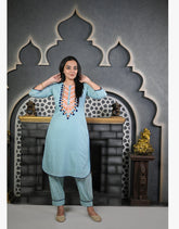 Icy Blue Aari Pathani Set