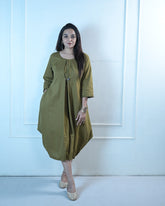 Olive Charm Cowl Dress