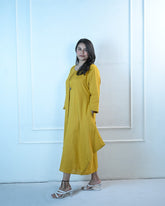 Sunlit Mustard Cowl Dress