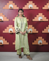 Pastel Green Aari Kurta Set