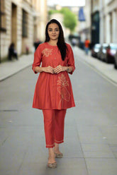 Red Kurta Pant Set