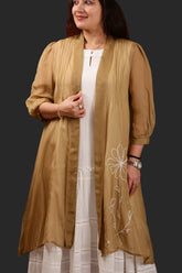 White and Beige Shrug Dress