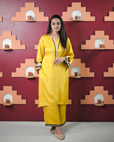 Mustard Aari Kurta Set