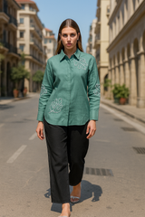 Green & Black Linen Coord Set