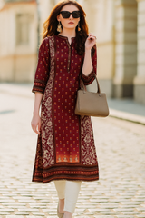 Regal Maroon Printed Kurta