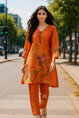 Rust Kurta Pant Set