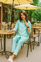 Aqua Chevron Co-ord Set
