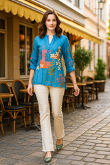 Azure Bloom Printed Tunic