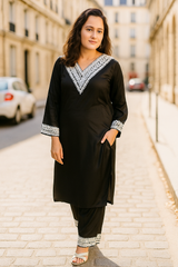 Black Aari Kurta Set