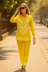 Lemon Yellow Chevron Coord Set