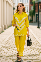 Lemon Yellow Chevron Coord Set