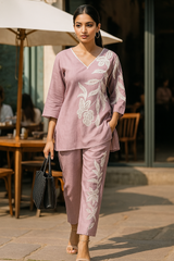 Lilac Mul Chanderi coord set