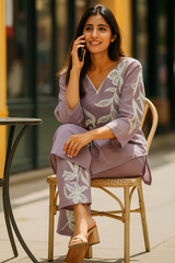 Lilac Mul Chanderi coord set
