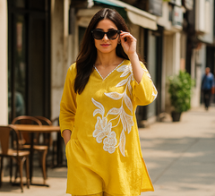 Mustard chanderi coord set