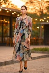 Black Abstract Silk Dress