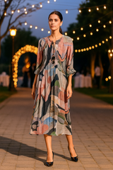 Black Abstract Silk Dress