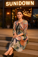 Black Abstract Silk Dress