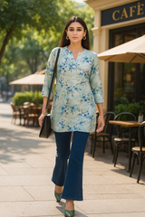 Sky Blue Floral Tunic