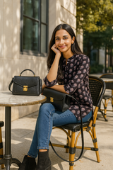 Midnight Blossom Button-Down Tunic