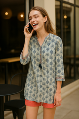Indigo Breeze Block-Print Tunic