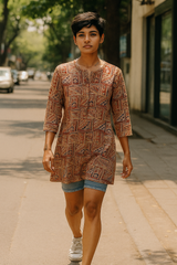 Rustic Mosaic Kalamkari Tunic.