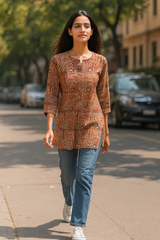 Rustic Mosaic Kalamkari Tunic.