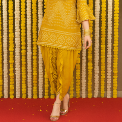 Marigold Bandhani Dhoti Set
