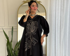 Midnight Bloom Embroidered Coord Set