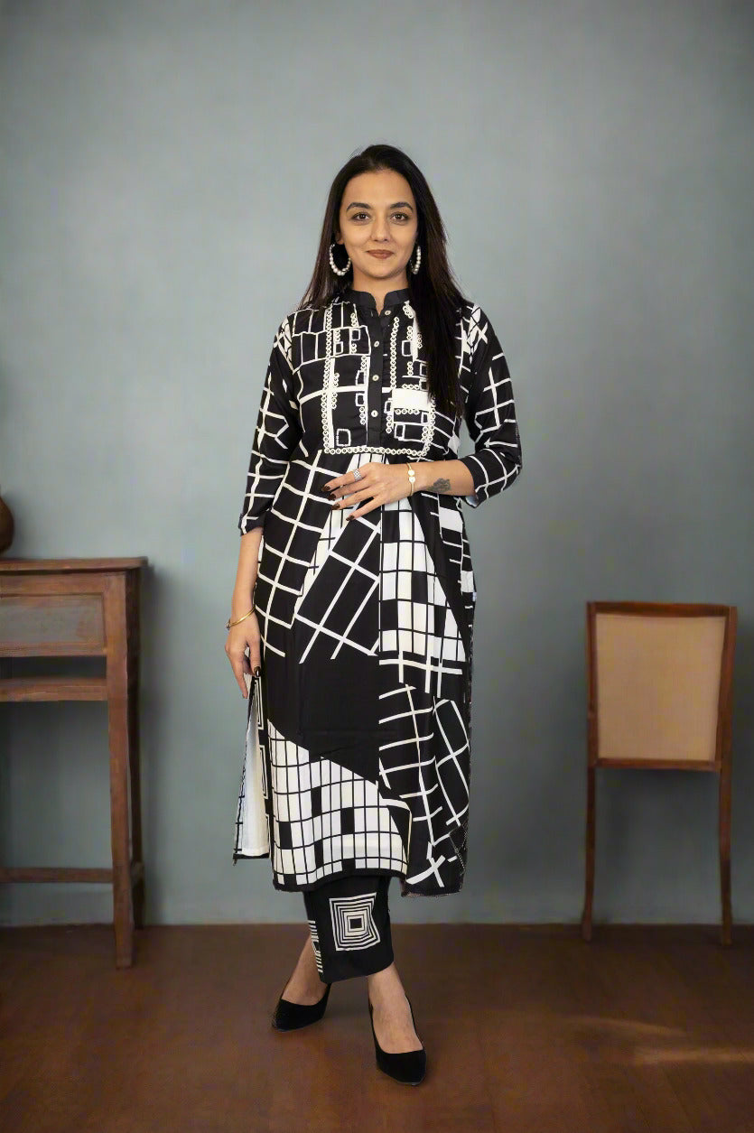 Black and White Long Coord Set