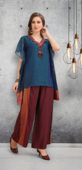 Indigo Flame Handwoven Kaftan Set