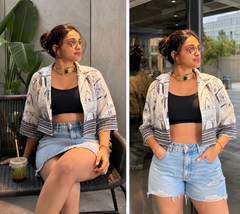 Black and White Crop Shirt