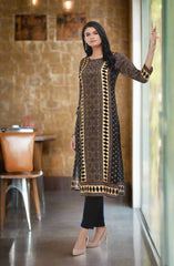 Black & Mustard Heritage Kurta