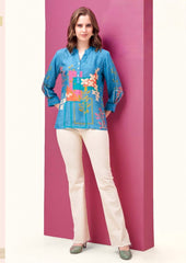 Azure Bloom Printed Tunic