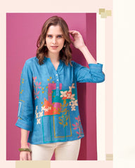 Azure Bloom Printed Tunic