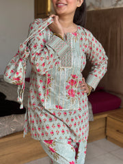 Mint green farshi salwar set