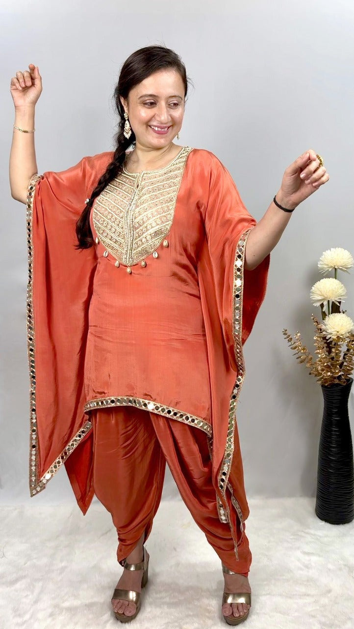 Orange stylish dhoti dress