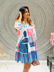 Pink & Blue Boho Dress